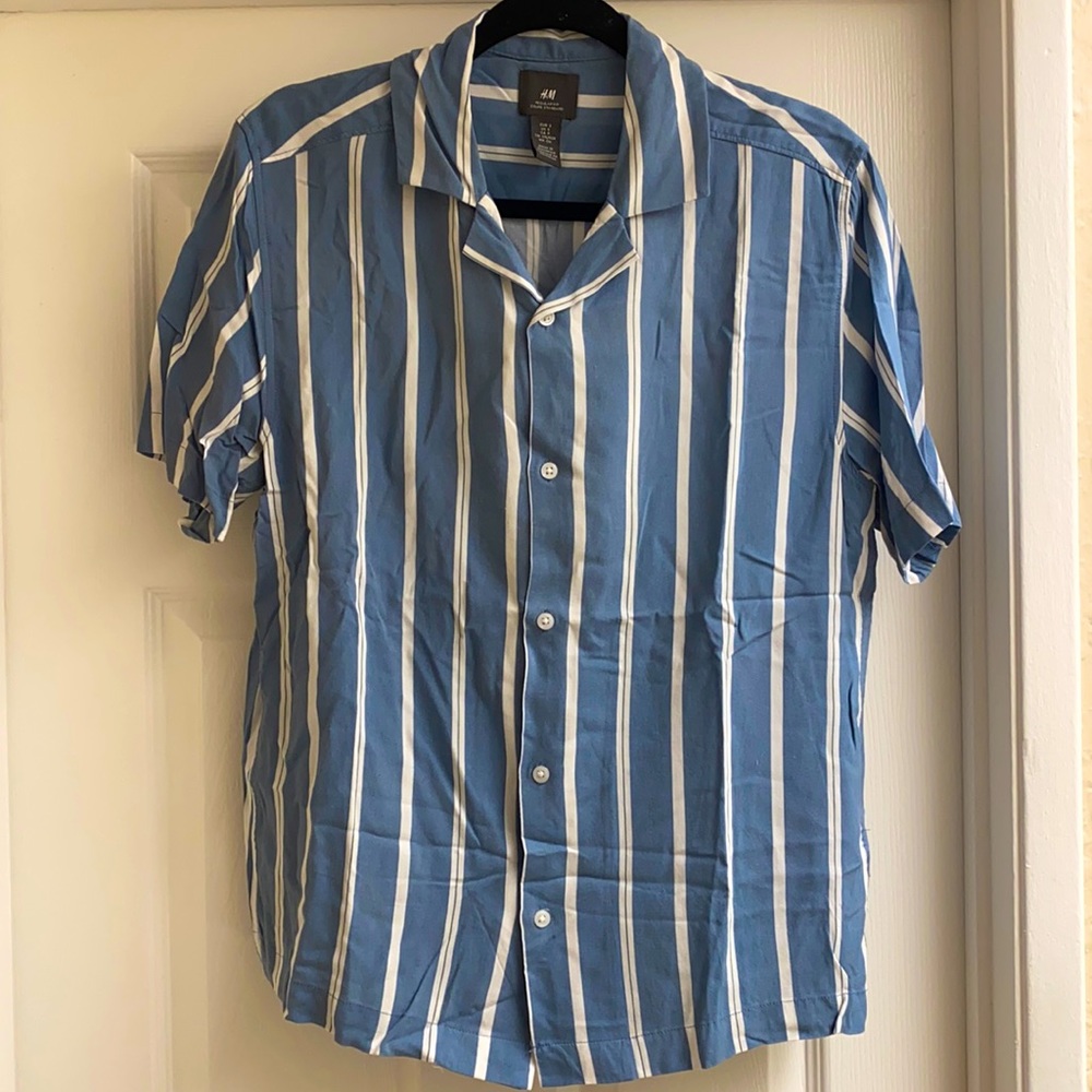 White and blue shirt. Very cool and nice color.